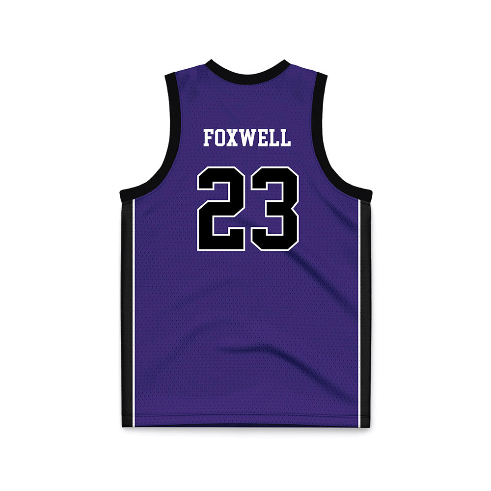 Portland - NCAA Men's Basketball : Joel Foxwell - Purple Basketball Jersey-1