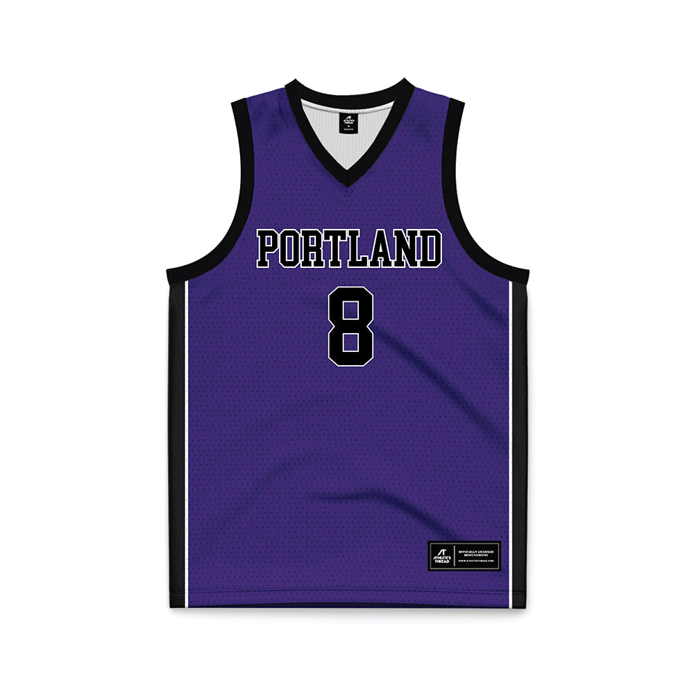 Portland - NCAA Men's Basketball : Preston Lee - Purple Basketball Jersey-0