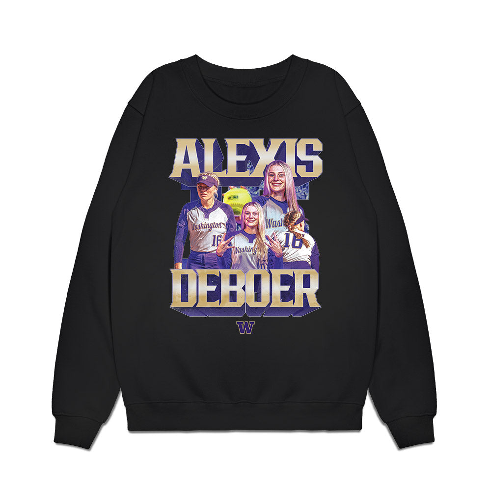 Washington - NCAA Softball : Alexis DeBoer - Collage Premium Crewneck Sweatshirt-0