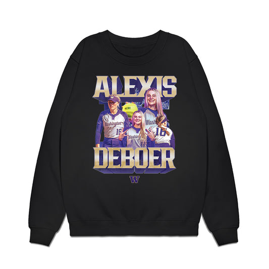 Washington - NCAA Softball : Alexis DeBoer - Collage Premium Crewneck Sweatshirt-0