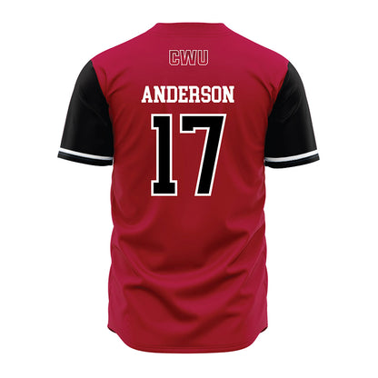 CWU - NCAA Baseball : Drake Anderson - Crimson Jersey-1
