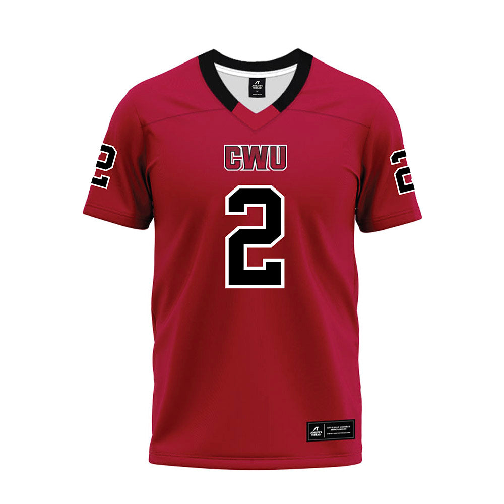 CWU - NCAA Football : King Williams - Crimson Premium Football Jersey-0