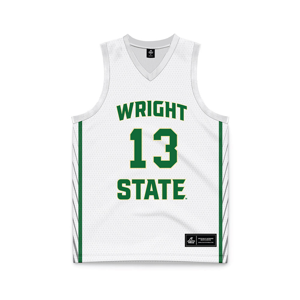 Wright State - NCAA Men's Basketball : Solomon Callaghan - White Basketball Jersey-0