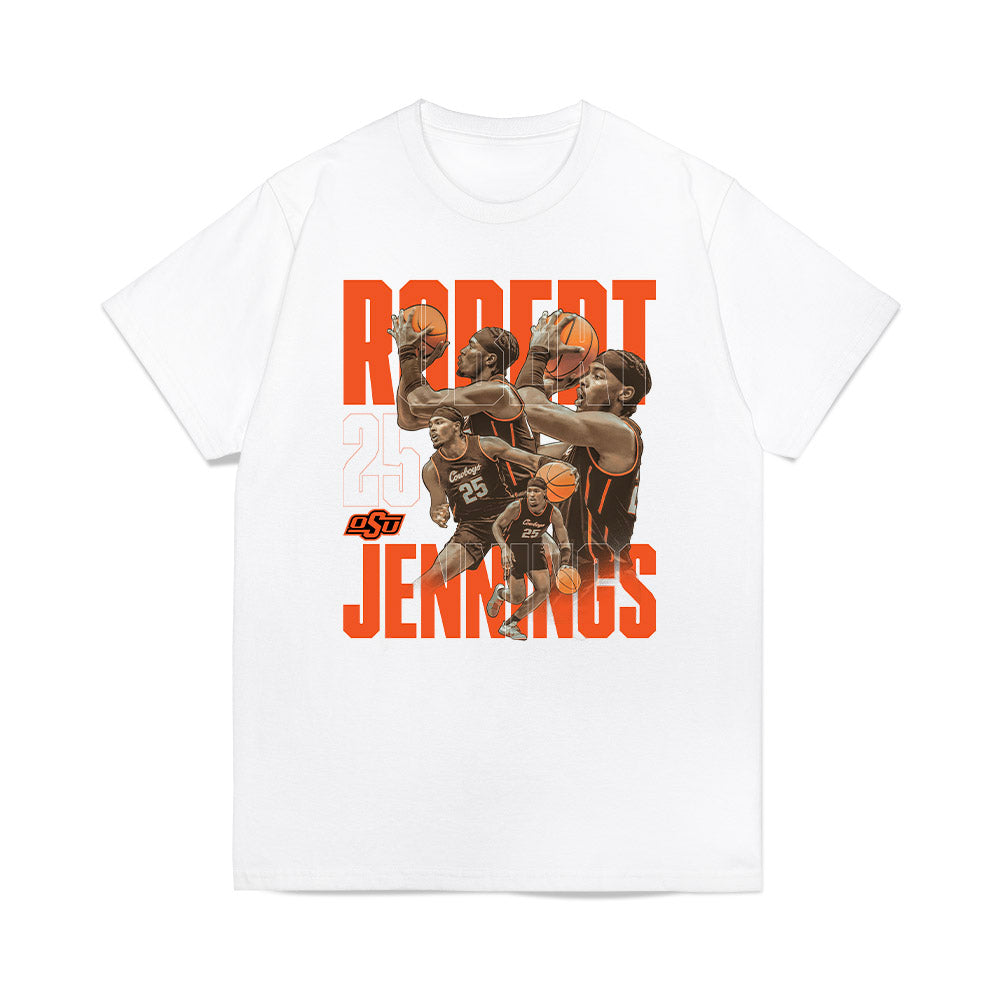 Oklahoma State - NCAA Men's Basketball : Robert Jennings - Player Collage Premium T-Shirt-0