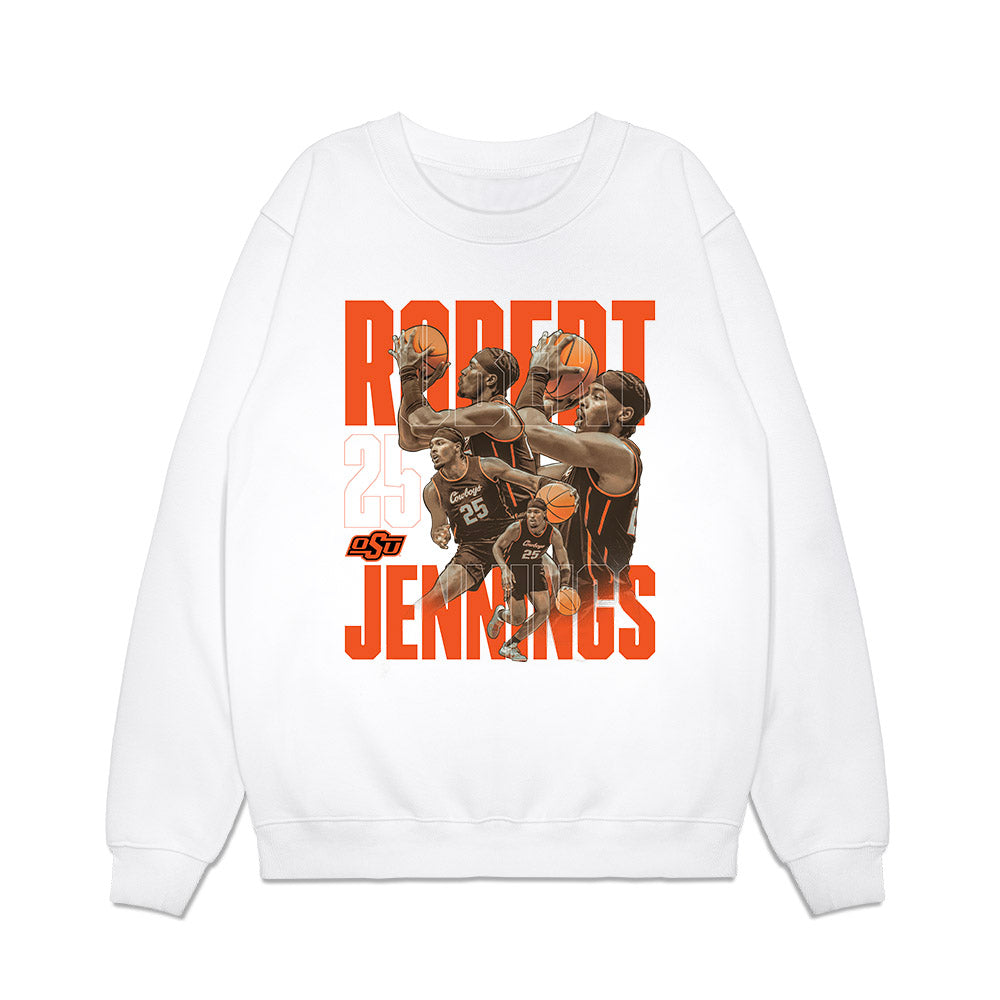 Oklahoma State - NCAA Men's Basketball : Robert Jennings - Player Collage Premium Crewneck Sweatshirt-0