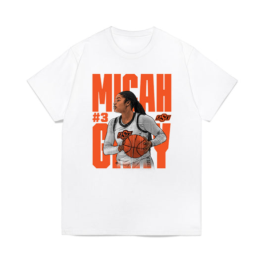 Oklahoma State - NCAA Women's Basketball : Micah Gray - Player Collage Premium T-Shirt-0
