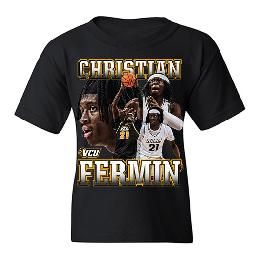 VCU - NCAA Men's Basketball : Christian Fermin - Collage Youth T-Shirt-0
