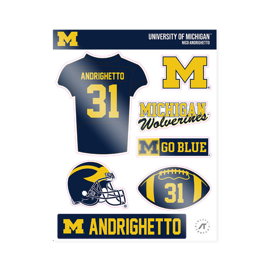 Michigan - NCAA Football : Nico Andrighetto - Sticker Sheet-0