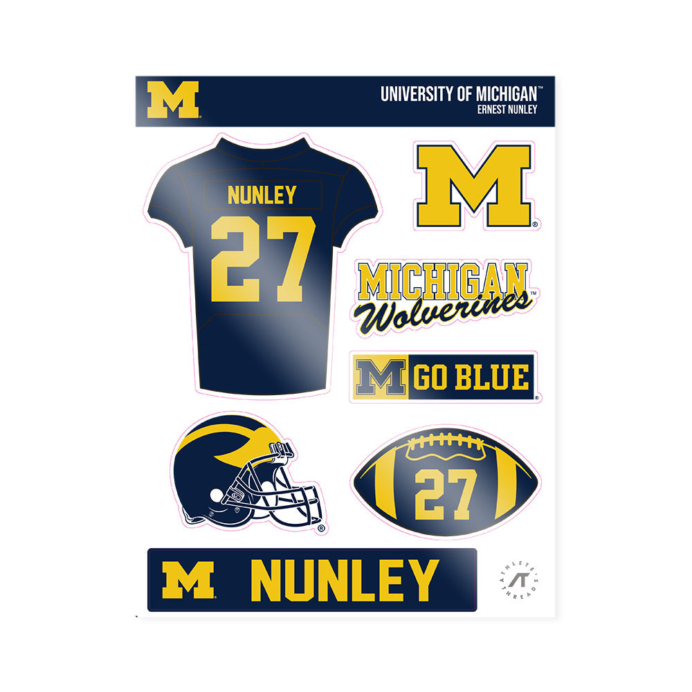 Michigan - NCAA Football : Ernest Nunley - Sticker Sheet-0