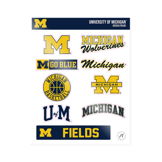 Michigan - NCAA Women's Basketball : Jessica Fields - Sticker Sheet-0