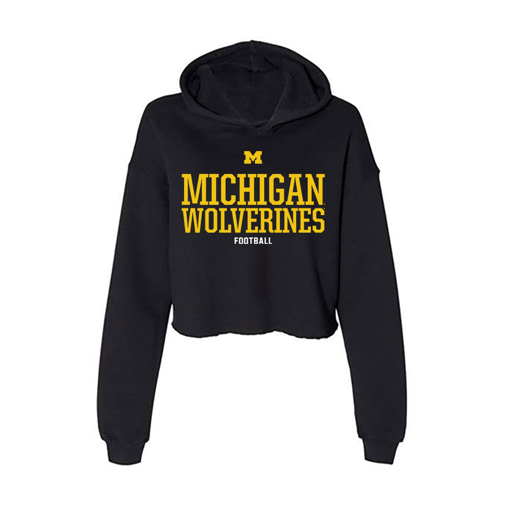 Michigan - NCAA Football : Gary Stacy - Classic Shersey Women's Crop Fleece Hooded Sweatshirt-0