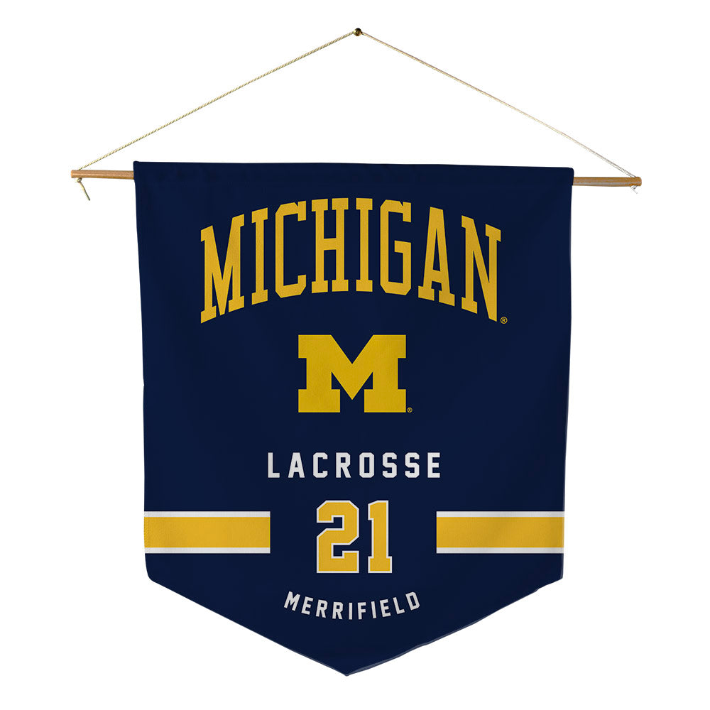 Michigan - NCAA Women's Lacrosse : Katharine Merrifield - Pennant - 18" x 21"-0