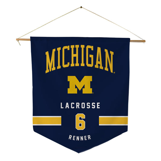 Michigan - NCAA Men's Lacrosse : Tommy Renner - Pennant - 18" x 21"-0