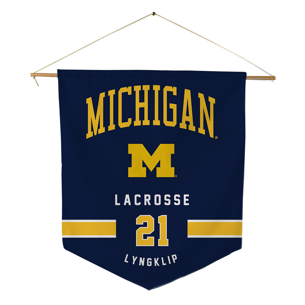 Michigan - NCAA Men's Lacrosse : Ryan Lyngklip - Pennant - 18" x 21"-0