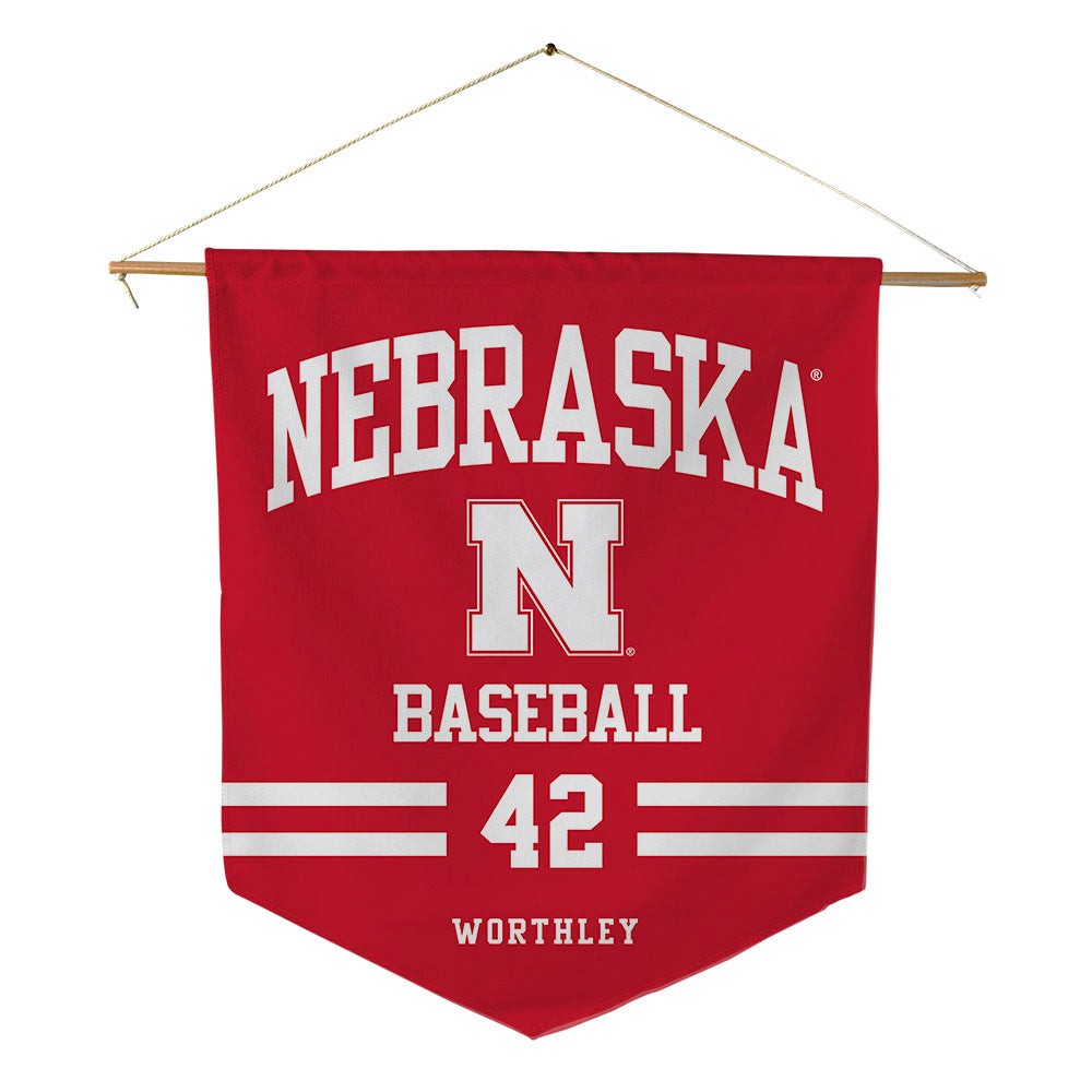 Nebraska - NCAA Baseball : Jalen Worthley - Pennant - 18" x 21"-0