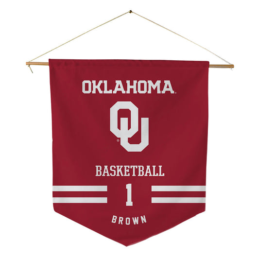 Oklahoma - NCAA Men's Basketball : Xzayvier Brown - Pennant - 18" x 21"-0
