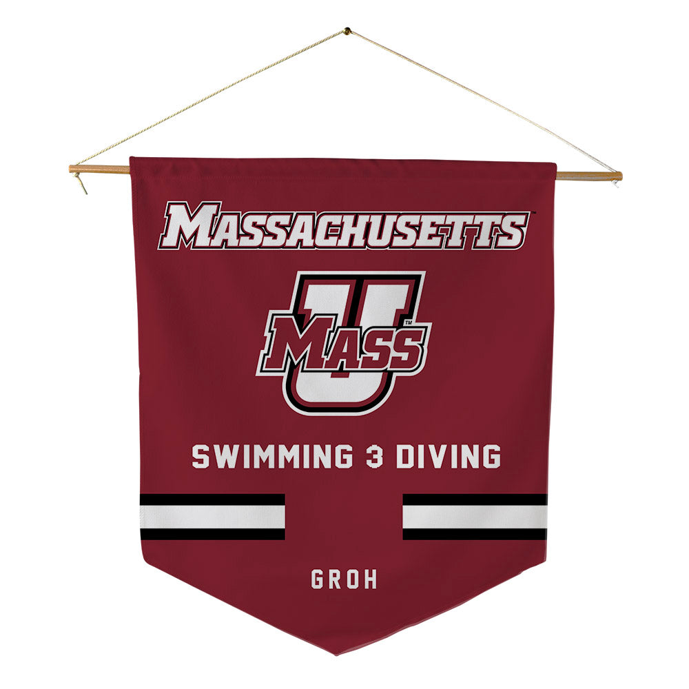 UMass - NCAA Men's Swimming & Diving : Bode Groh - Pennant - 18" x 21"-0
