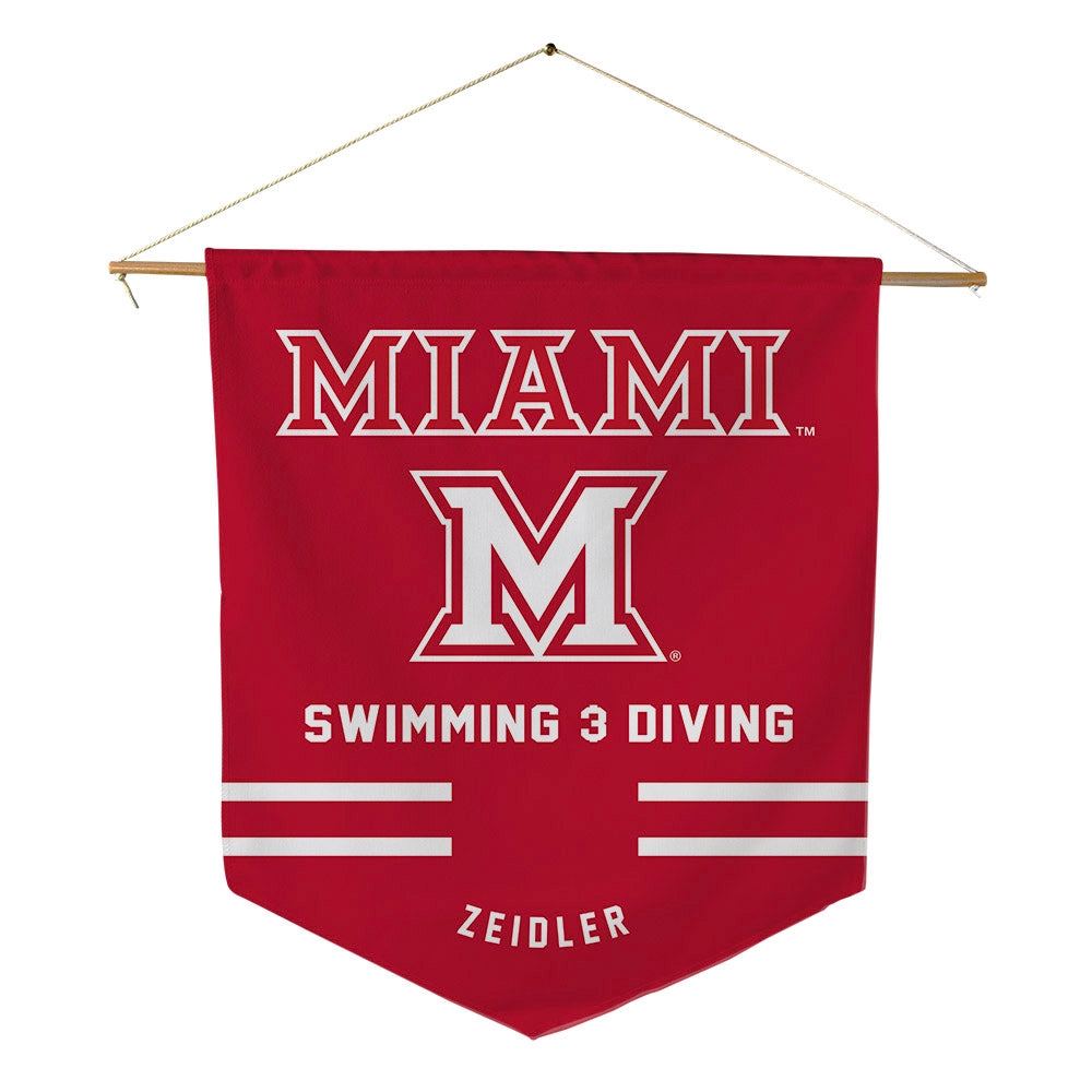 Miami of Ohio - NCAA Men's Swimming & Diving : John Zeidler - Pennant - 18" x 21"-0