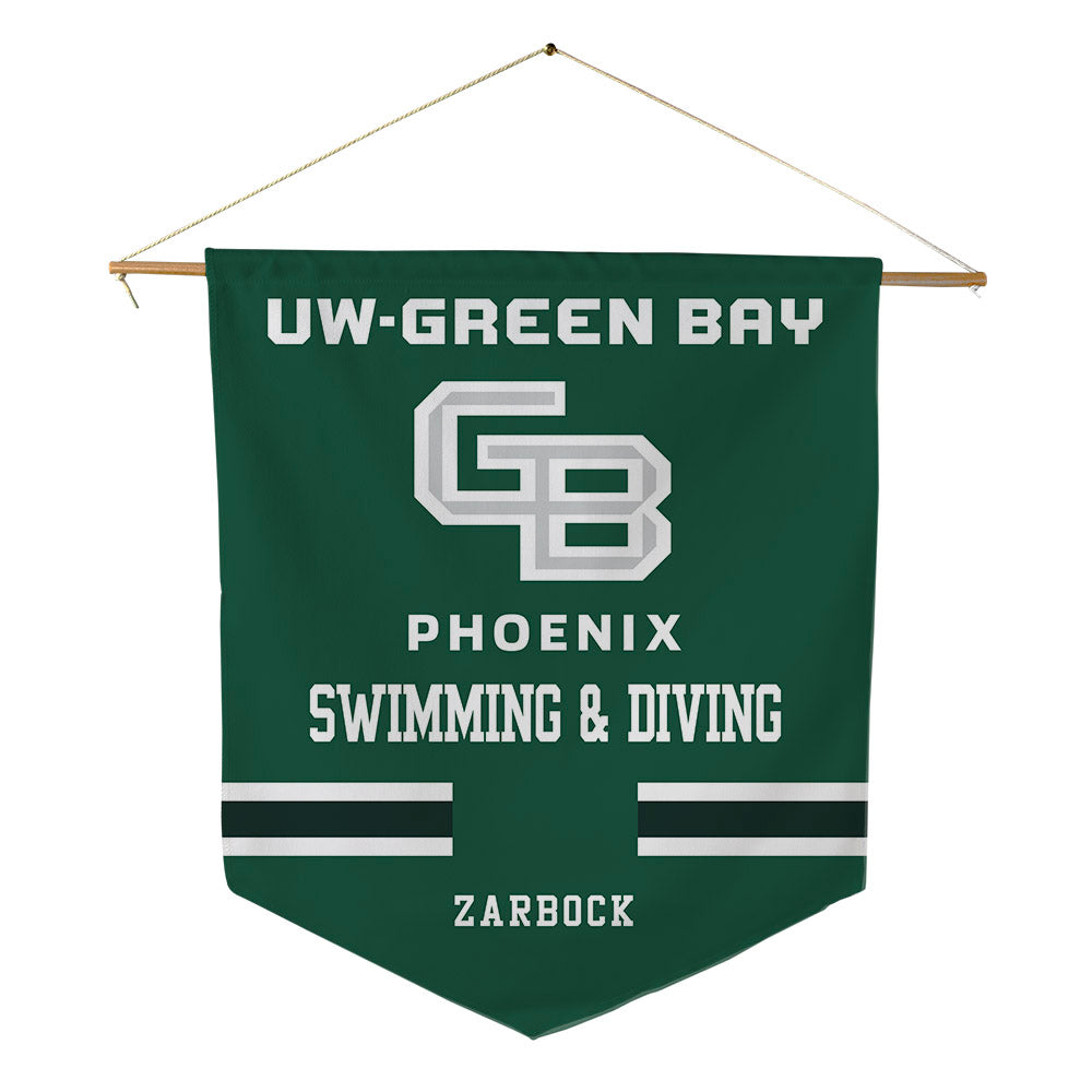 UW Green Bay - NCAA Men's Swimming & Diving : Tyler Zarbock - Pennant - 18" x 21"-0