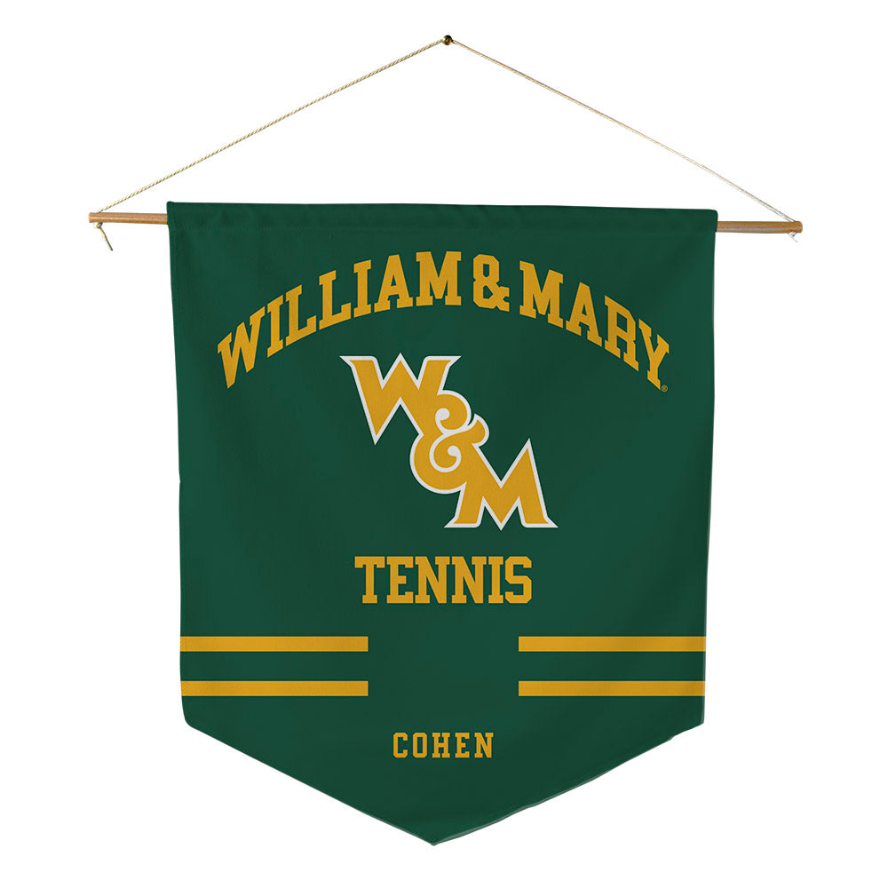 William & Mary - NCAA Men's Tennis : Austin Cohen - Pennant - 18" x 21"-0