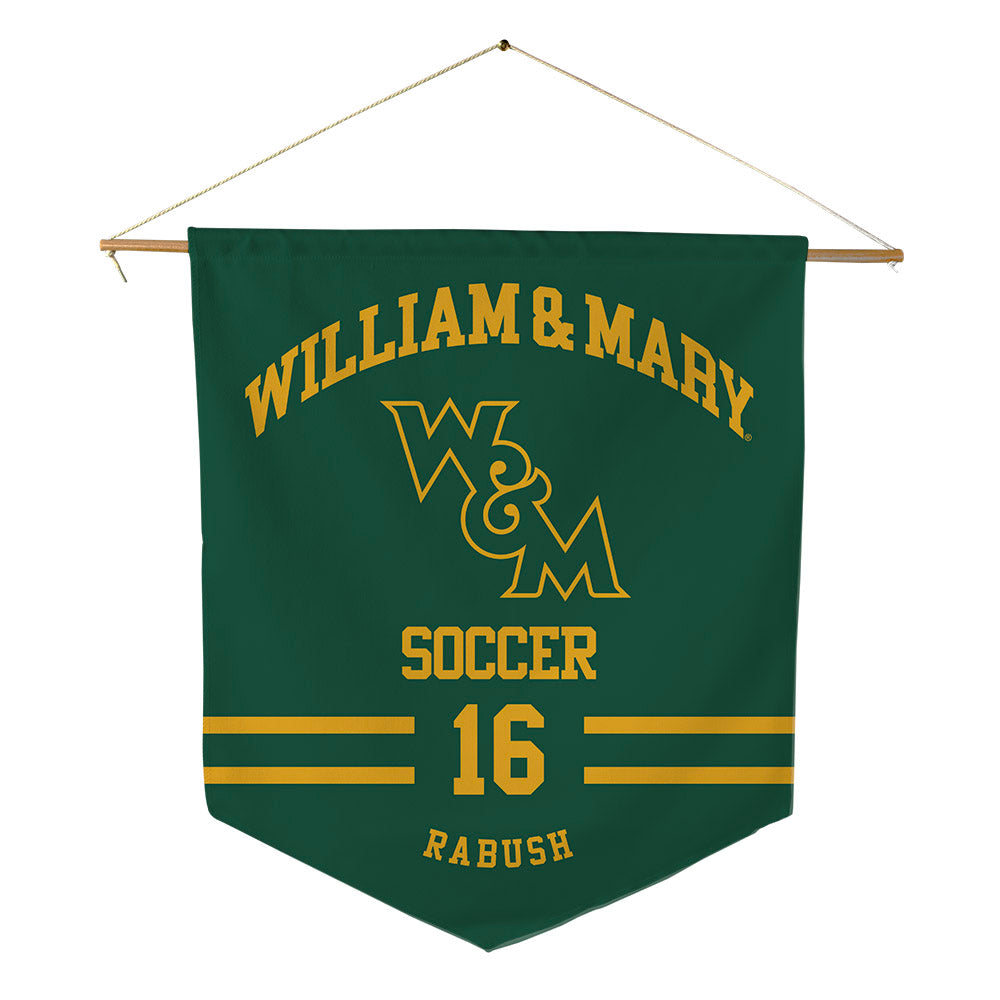 William & Mary - NCAA Men's Soccer : Evan Rabush - Pennant - 18" x 21"-0
