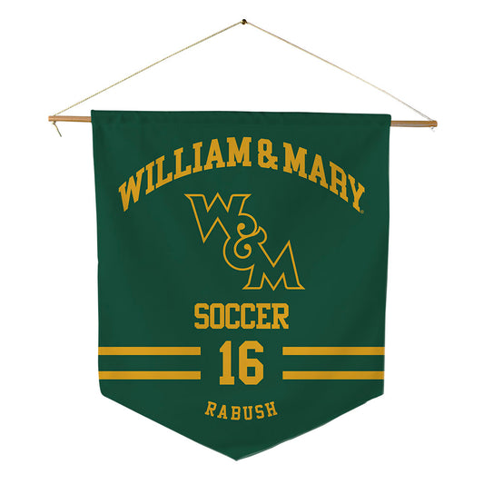 William & Mary - NCAA Men's Soccer : Evan Rabush - Pennant - 18" x 21"-0