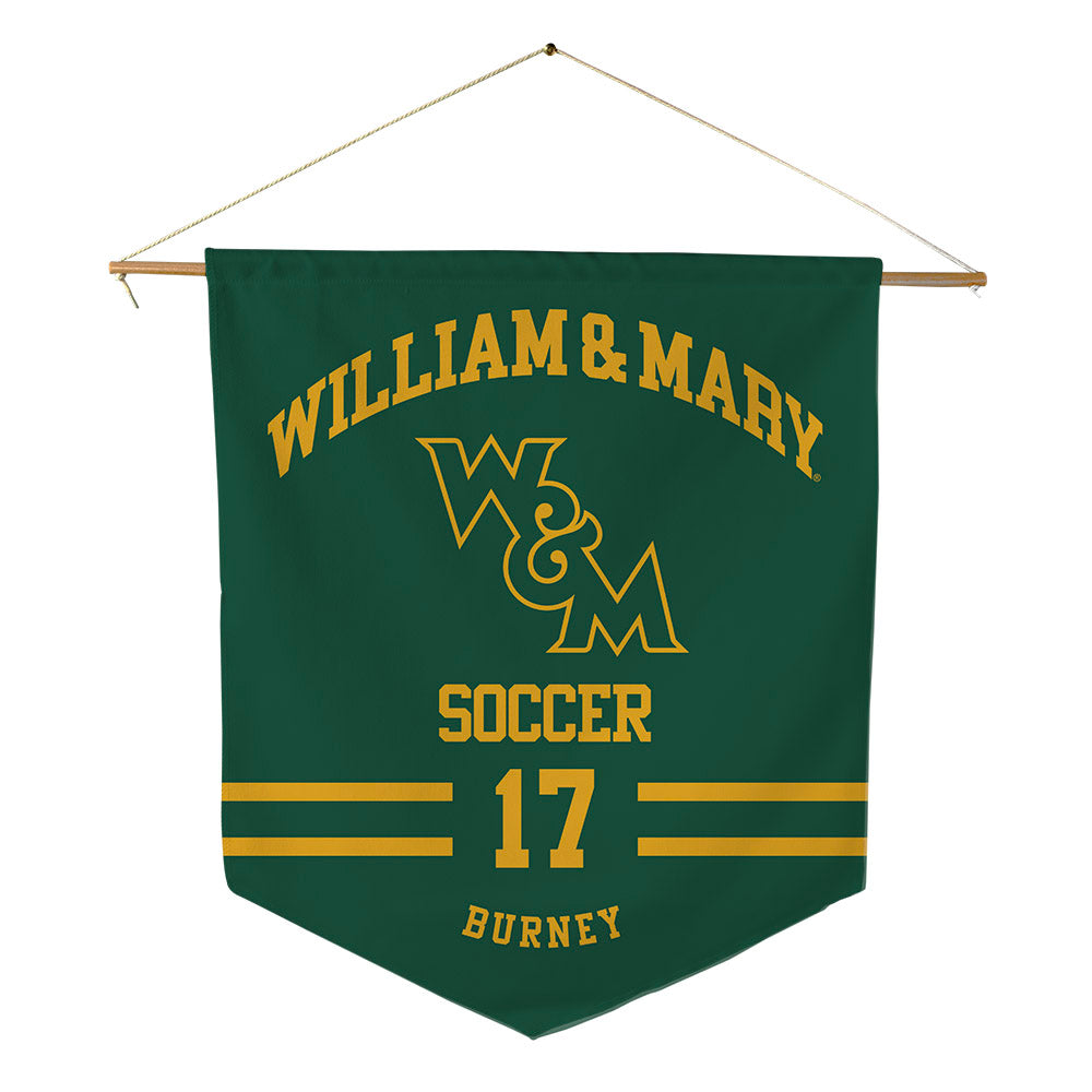 William & Mary - NCAA Men's Soccer : Damen Burney - Pennant - 18" x 21"-0