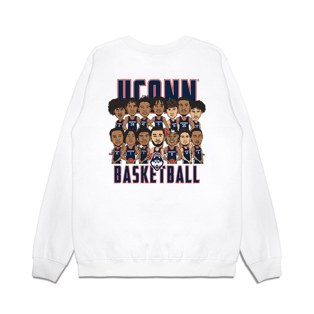 UConn - NCAA Men's Basketball : - Team Caricature Premium Crewneck Sweatshirt-1