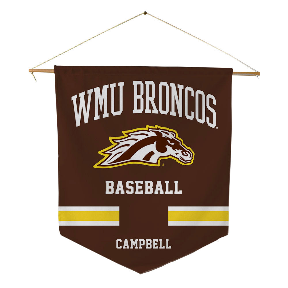 Western Michigan - NCAA Baseball : Brendan Campbell - Pennant - 18" x 21"-0