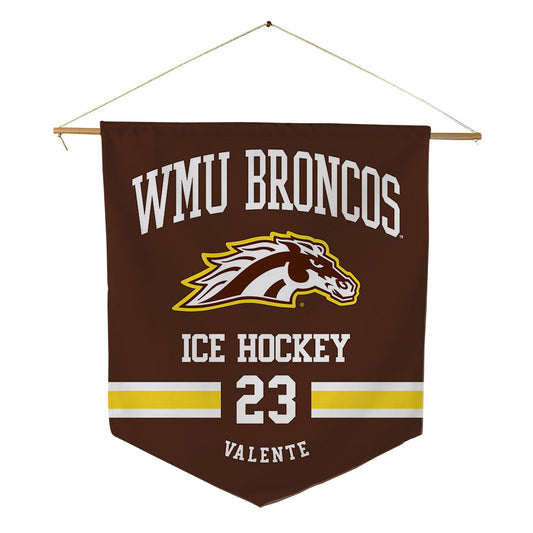 Western Michigan - NCAA Men's Ice Hockey : Liam Valente - Pennant - 18" x 21"-0