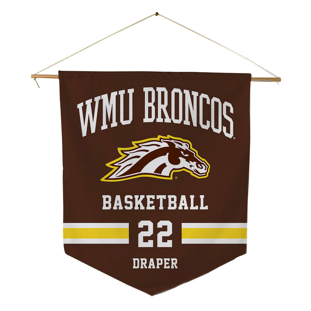 Western Michigan - NCAA Men's Basketball : Ramere Draper - Pennant - 18" x 21"-0