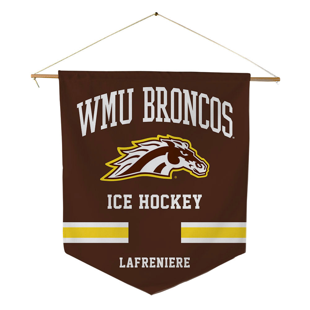 Western Michigan - NCAA Men's Ice Hockey : Tommy Lafreniere - Pennant - 18" x 21"-0