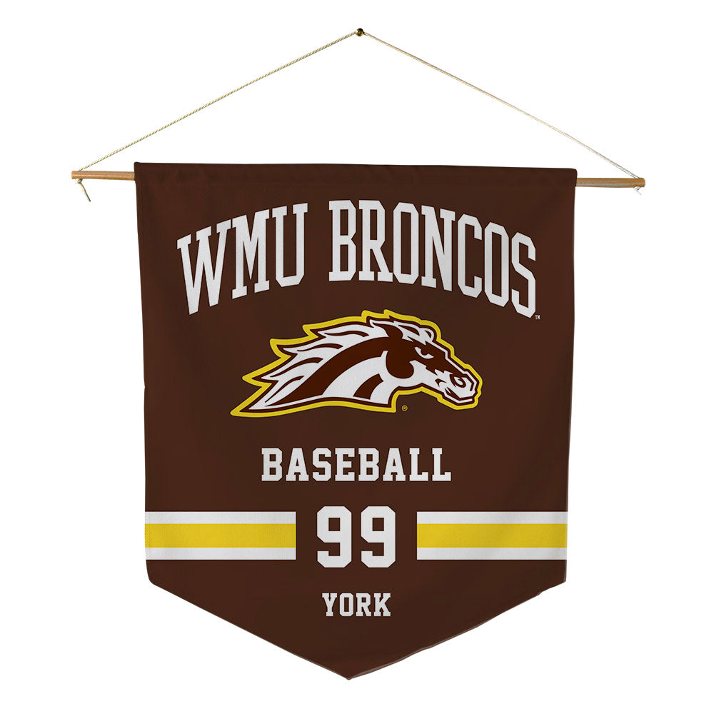 Western Michigan - NCAA Baseball : Chris York - Pennant - 18" x 21"-0