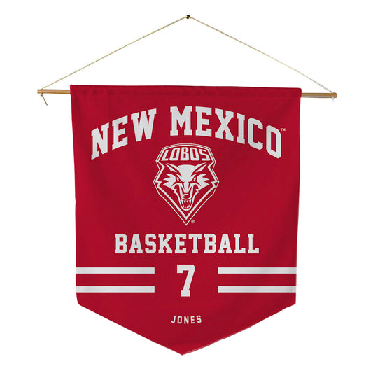 New Mexico - NCAA Men's Basketball : Sir Marius Jones - Pennant - 18" x 21"-0