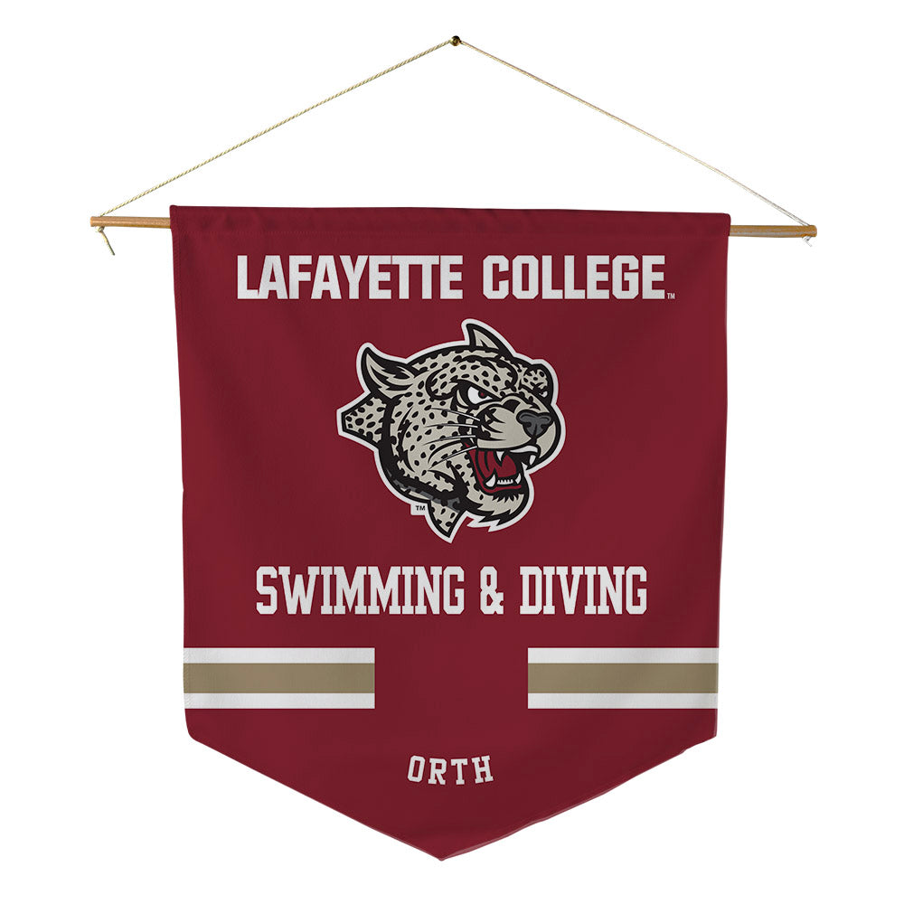 Lafayette College - NCAA Men's Swimming & Diving : Landon Orth - Pennant - 18" x 21"-0