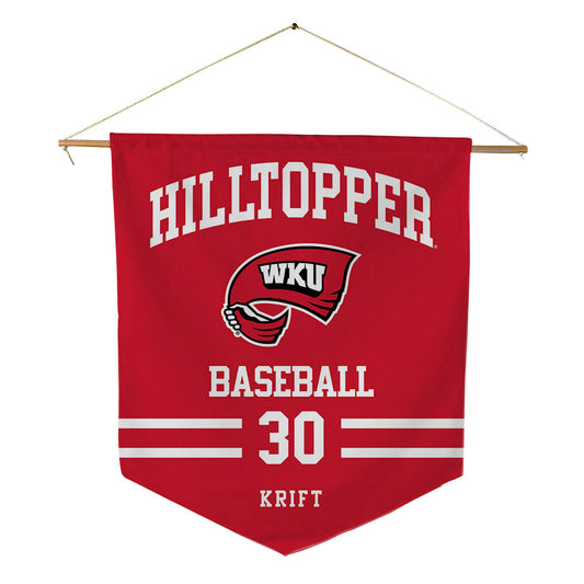 Western Kentucky - NCAA Baseball : Hank Krift - Pennant - 18" x 21"-0