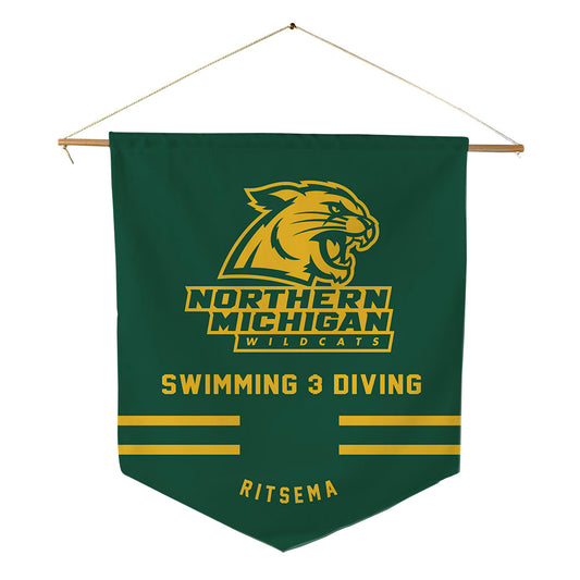 Northern Michigan - NCAA Men's Swimming & Diving : Sebastian Ritsema - Pennant - 18" x 21"-0