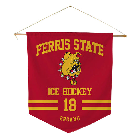 Ferris State - NCAA Men's Ice Hockey : Kaleb Ergang - Pennant - 18" x 21"-0