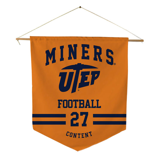 UTEP - NCAA Football : Justin Content - Pennant - 18" x 21"-0