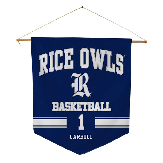 Rice - NCAA Men's Basketball : Cam Carroll - Pennant - 18" x 21"-0