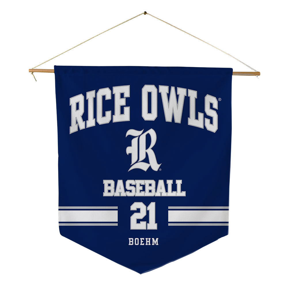 Rice - NCAA Baseball : Garet Boehm - Pennant - 18" x 21"-0