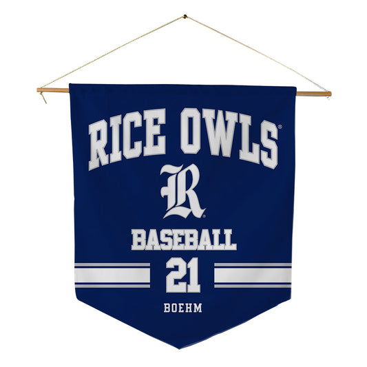 Rice - NCAA Baseball : Garet Boehm - Pennant - 18" x 21"-0