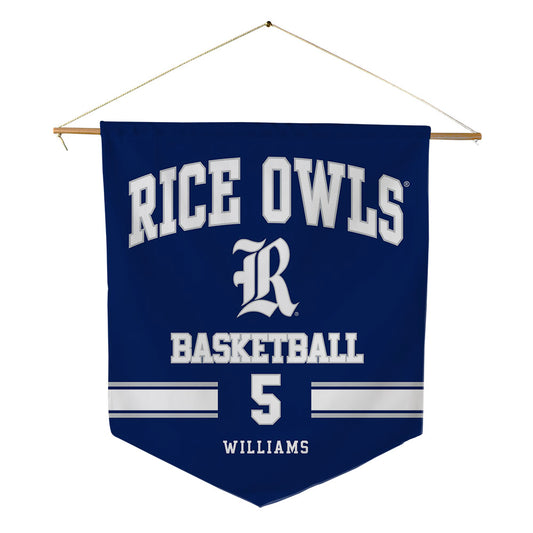 Rice - NCAA Men's Basketball : Jordan Williams - Pennant - 18" x 21"-0