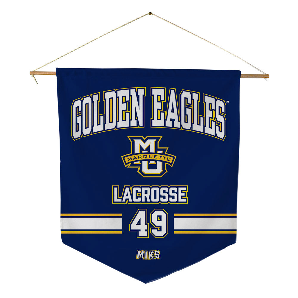 Marquette - NCAA Men's Lacrosse : Carson Miks - Pennant - 18" x 21"-0