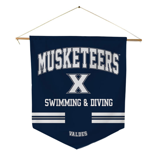Xavier - NCAA Men's Swimming & Diving : Diego Valdes - Pennant - 18" x 21"-0