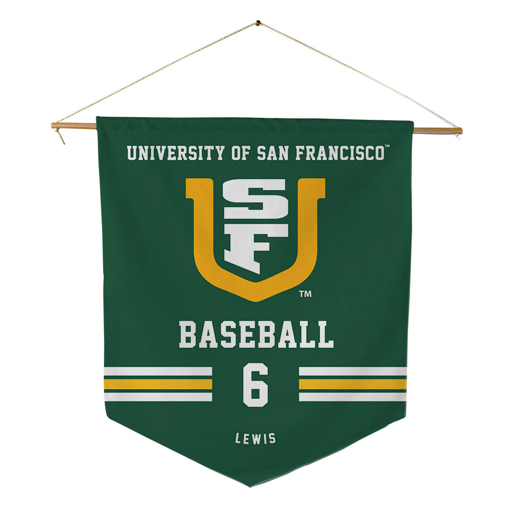 USFCA - NCAA Baseball : Jared Lewis - Pennant - 18" x 21"-0