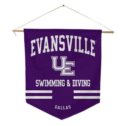 Evansville - NCAA Men's Swimming & Diving : Wyatt Gallas - Pennant - 18" x 21"-0