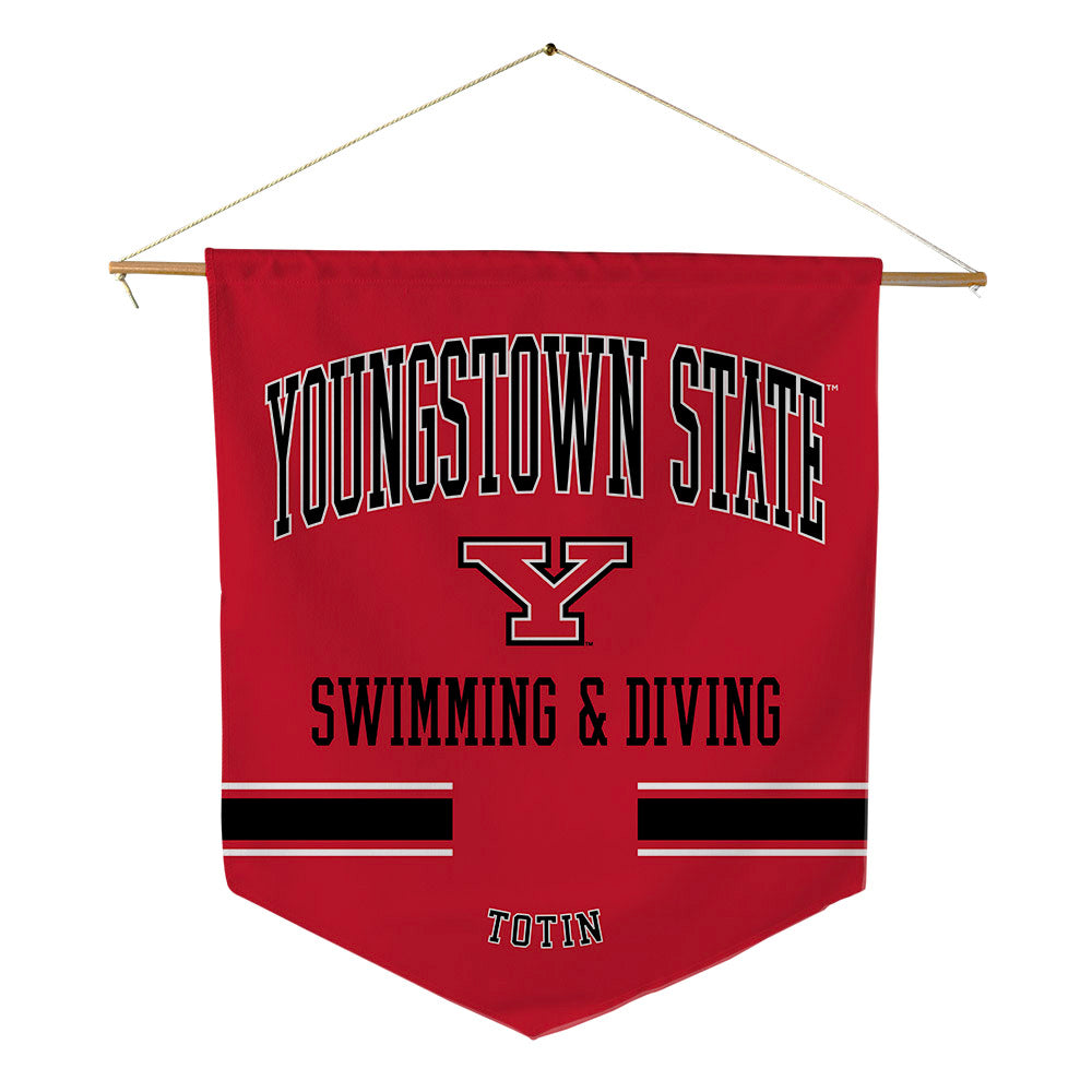 Youngstown State - NCAA Men's Swimming & Diving : Zachary Totin - Pennant - 18" x 21"-0
