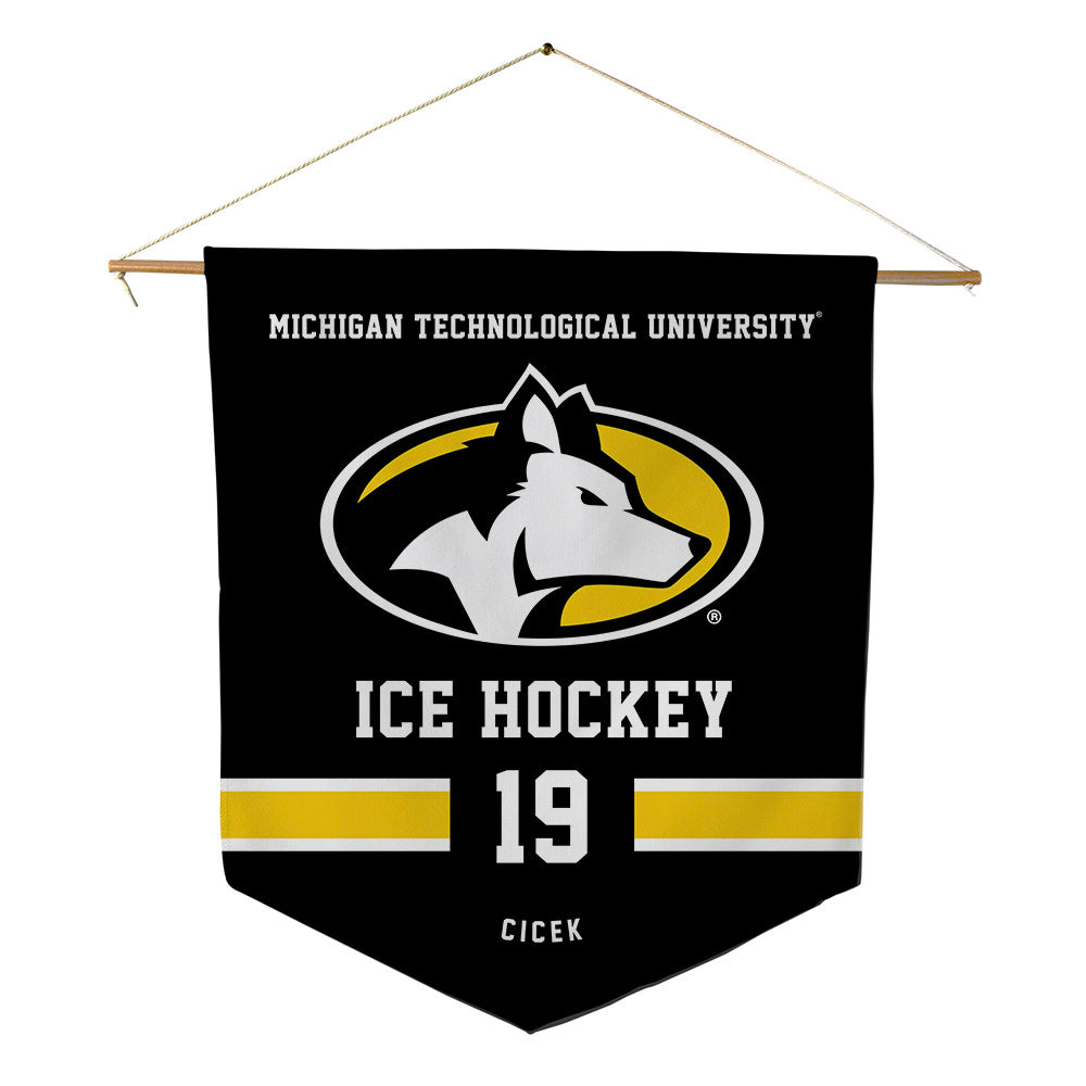 Michigan Tech - NCAA Men's Ice Hockey : Michael Cicek - Pennant - 18" x 21"-0