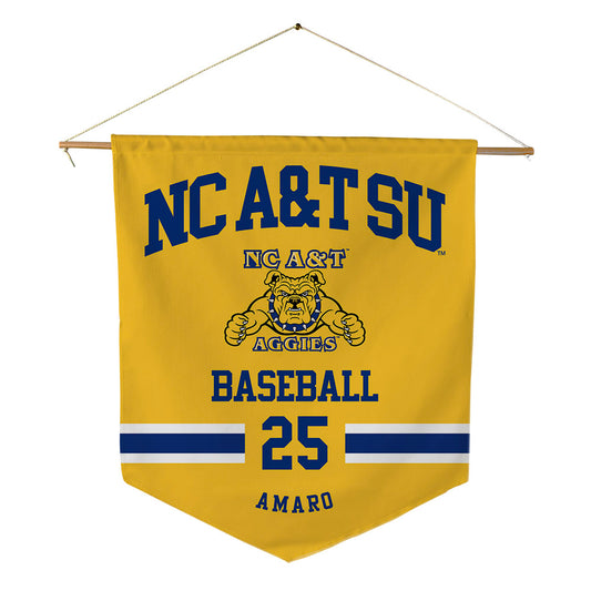 North Carolina A&T - NCAA Baseball : Kristian Amaro - Pennant - 18" x 21"-0